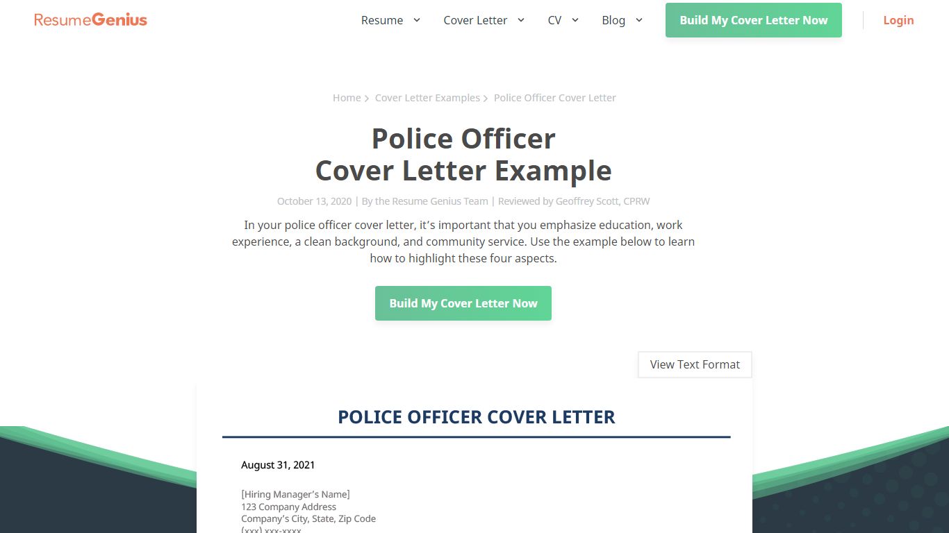 Police Officer Cover Letter Example and Writing Tips - Resume Genius